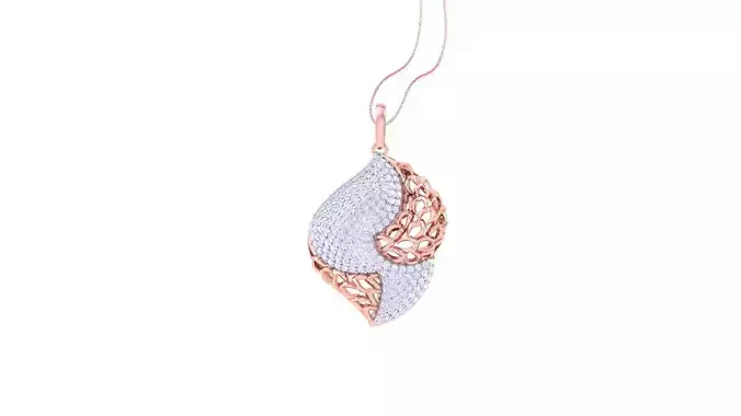Women Leaf Diamond Cocktail Pendant 3dm renders
