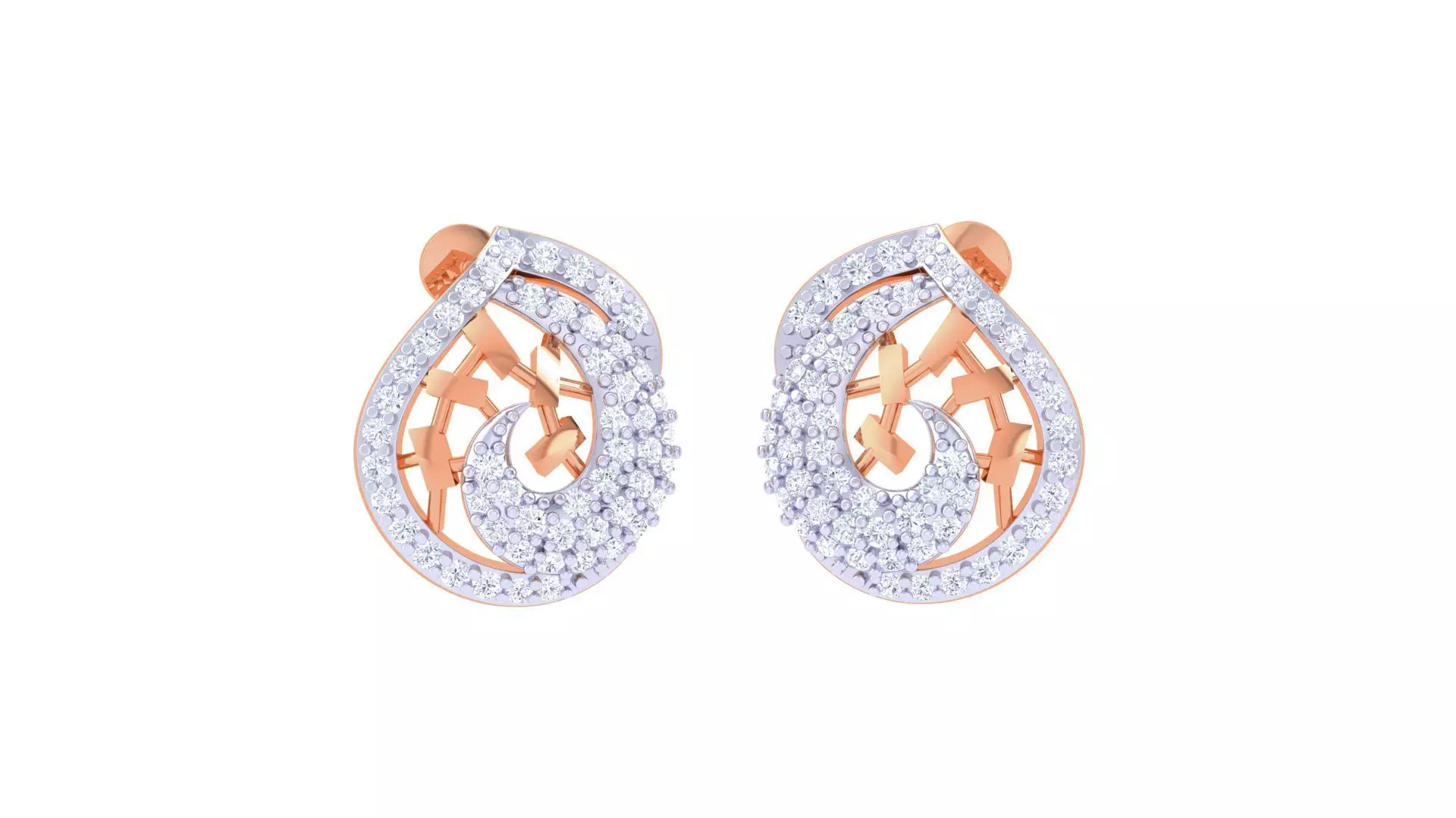 Women diamond studs Earrings 3dm renders 3D print model
