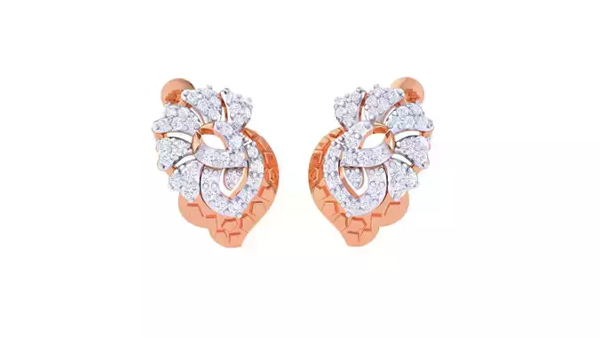 Women diamond studs Earrings 3dm renders