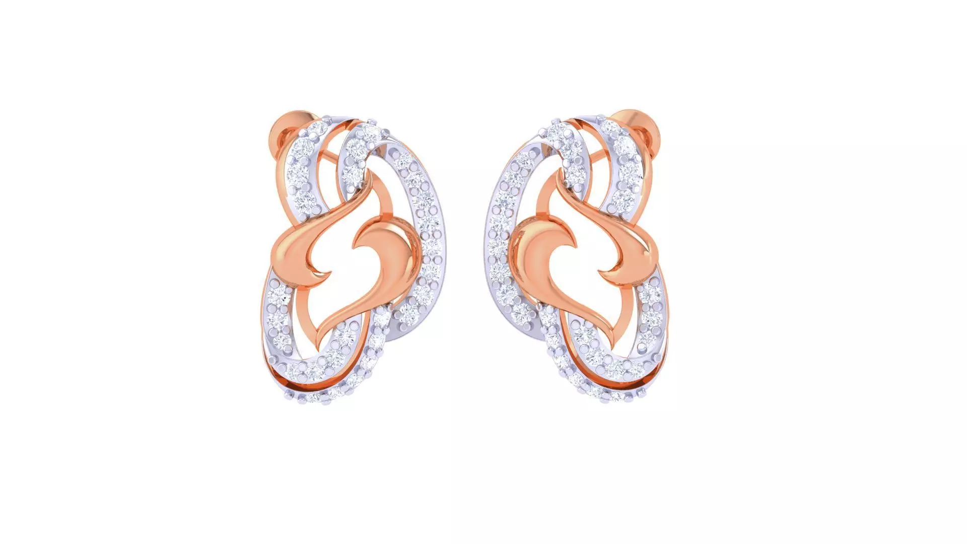 Women diamond studs Earrings 3dm renders 3D print model