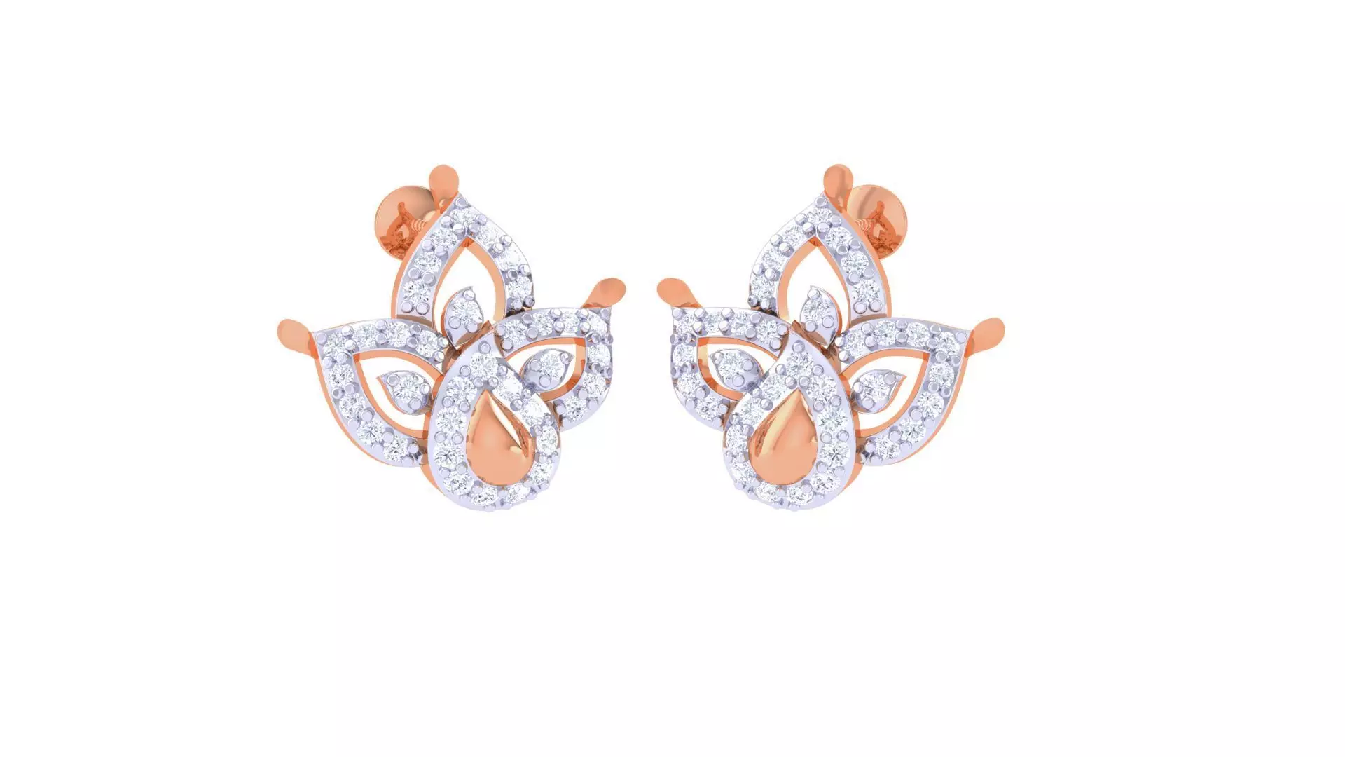 Women diamond studs Earrings 3dm renders 3D print model