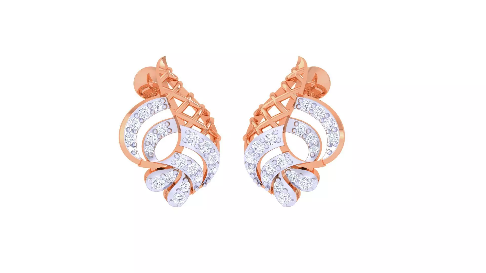 Women diamond studs Earrings 3dm renders 3D print model