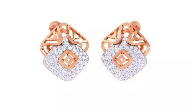 Women diamond studs Earrings 3dm renders