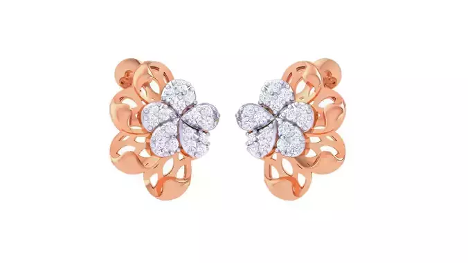 Women diamond studs Earrings 3dm renders