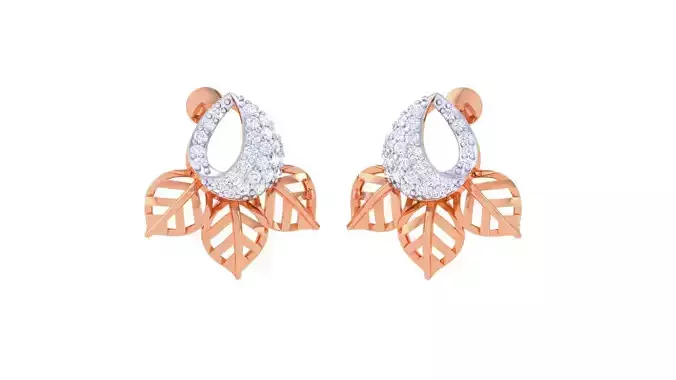 Women diamond studs Earrings 3dm renders