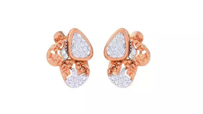 Women diamond studs Earrings 3dm renders