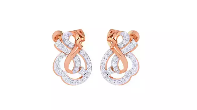 Women diamond studs Earrings 3dm renders