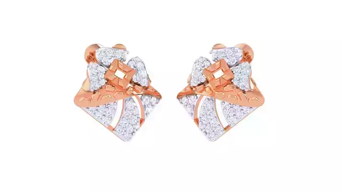 Women diamond studs Earrings 3dm renders