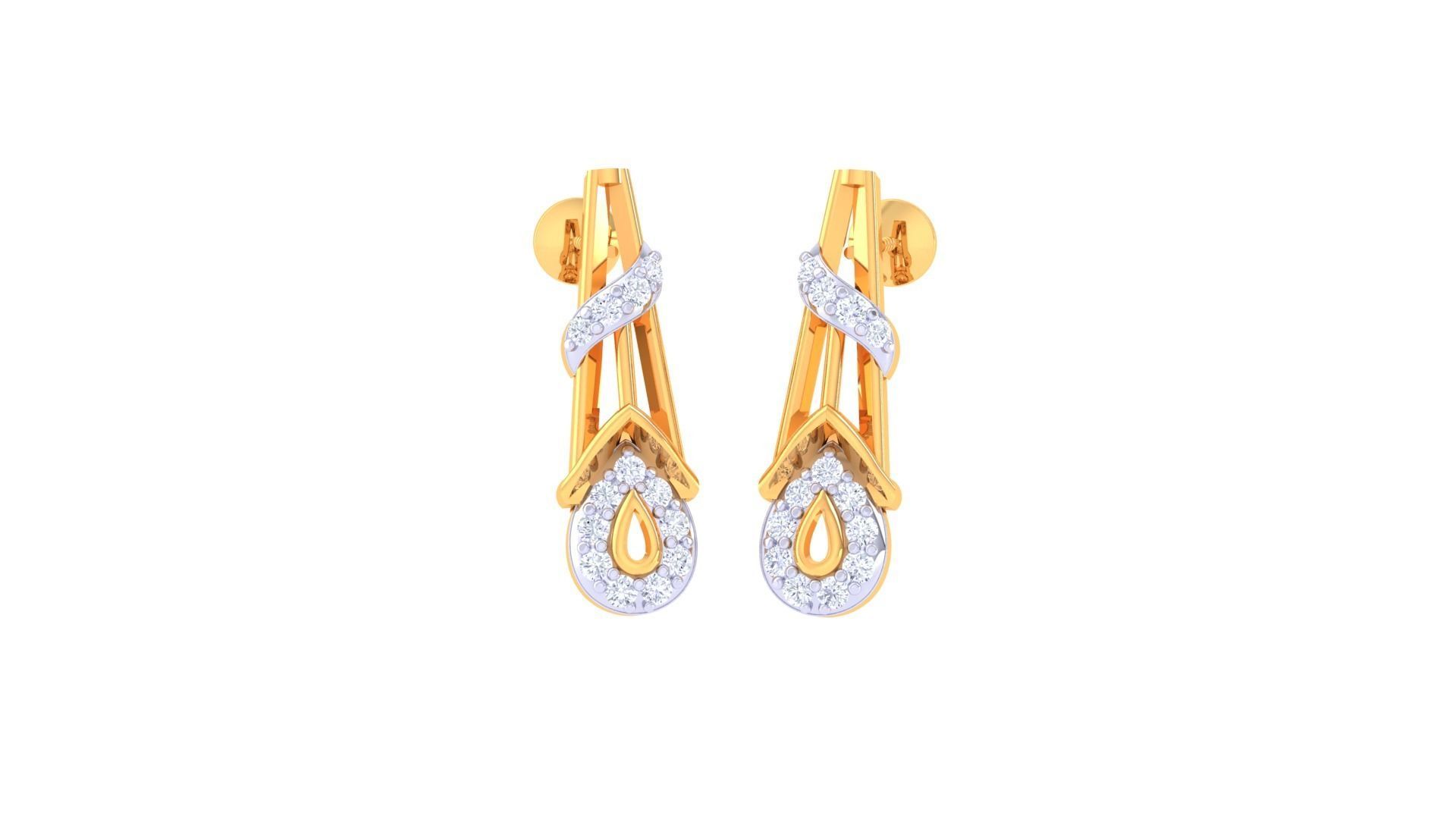 Women diamond studs Earrings 3dm renders 3D print model_1