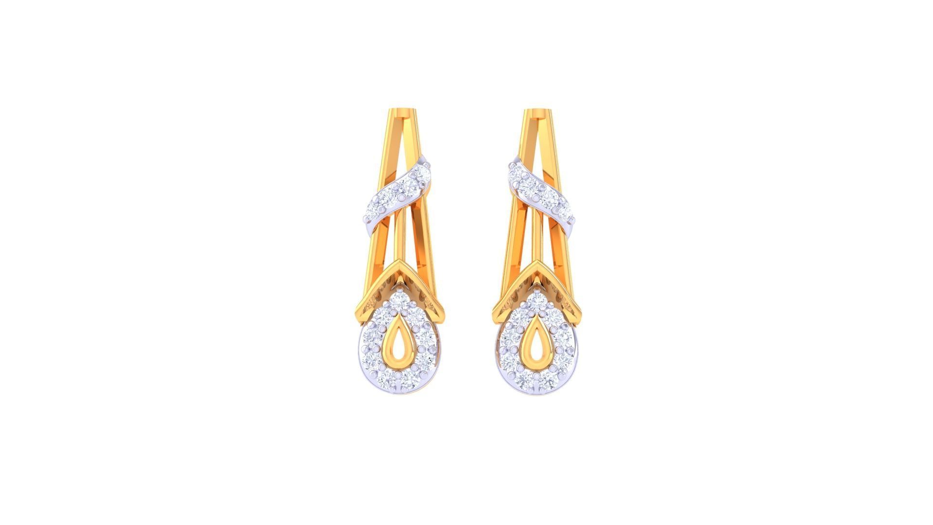 Women diamond studs Earrings 3dm renders 3D print model_4