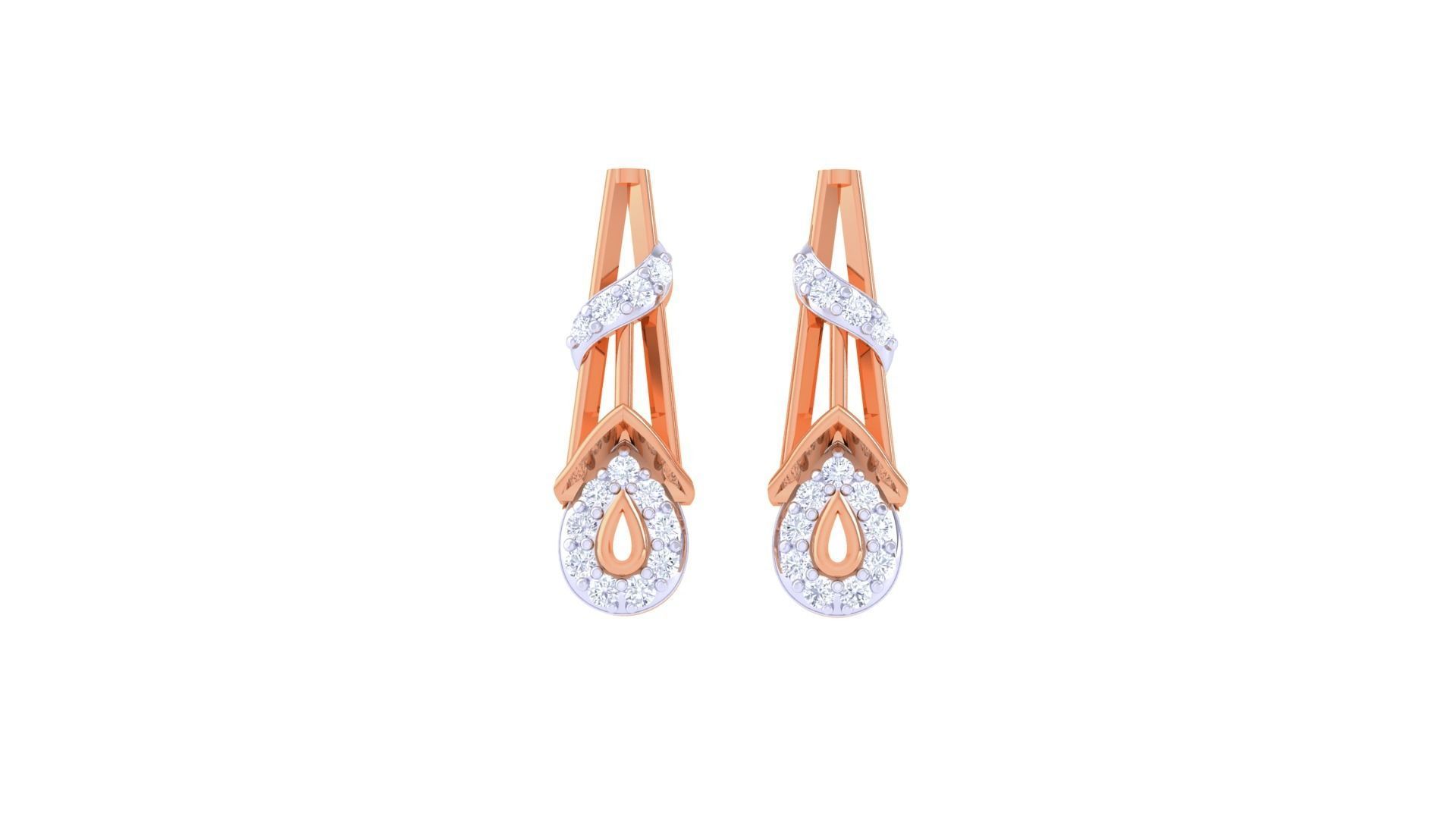 Women diamond studs Earrings 3dm renders 3D print model_5
