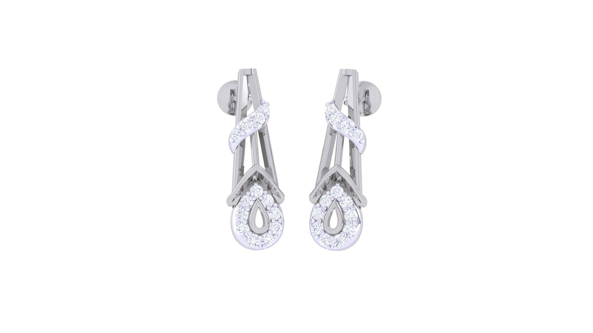 Women diamond studs Earrings 3dm renders 3D print model_2