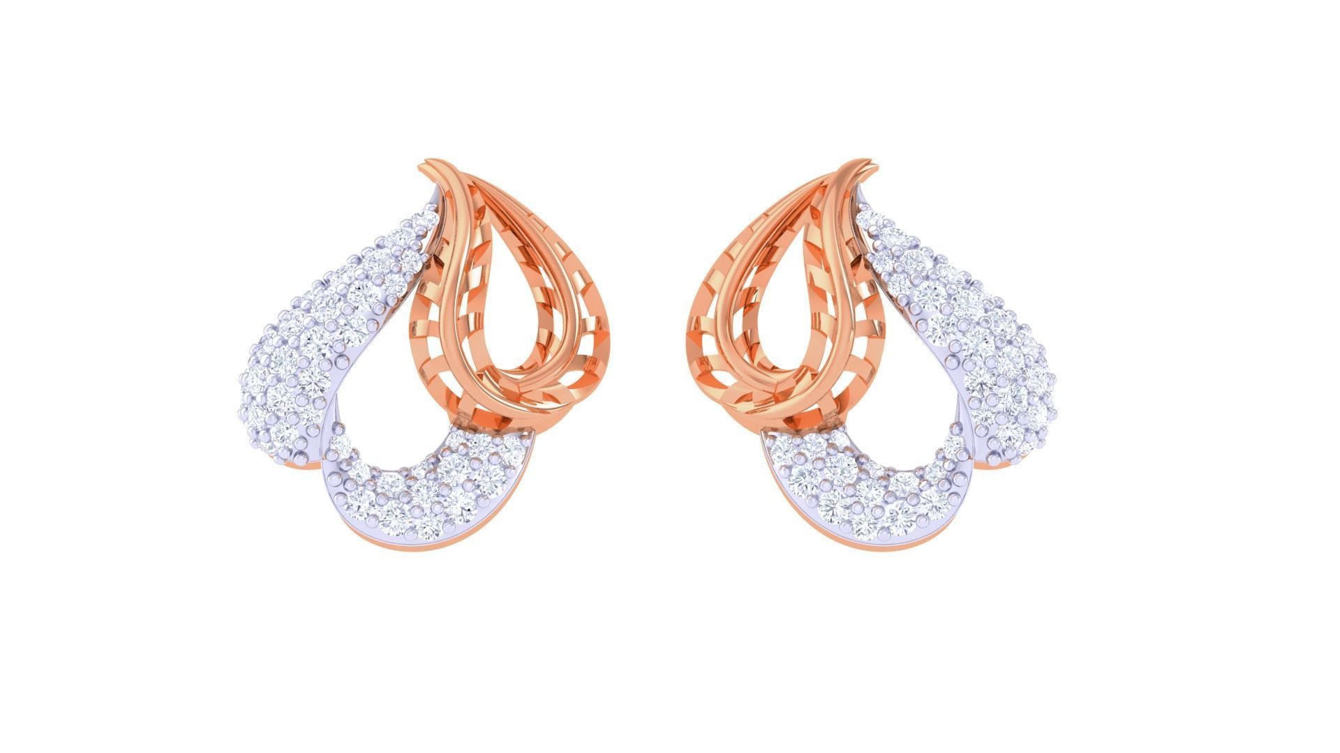 Women diamond studs Earrings 3dm renders 3D print model_5