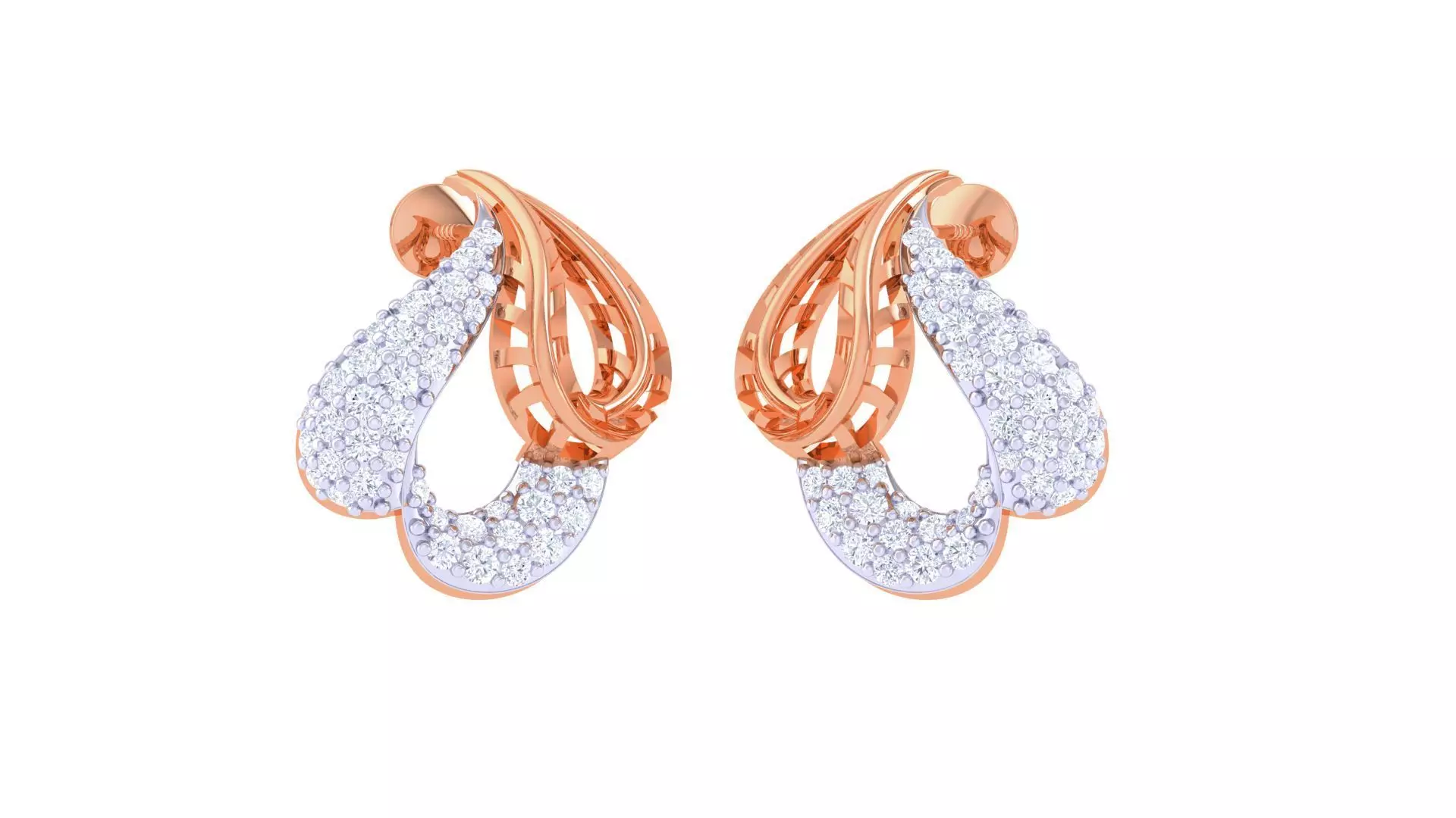 Women diamond studs Earrings 3dm renders 3D print model_0