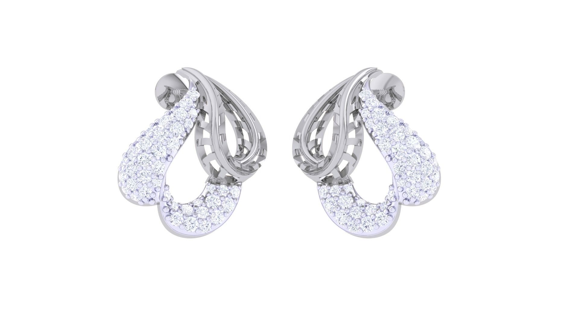 Women diamond studs Earrings 3dm renders 3D print model_2