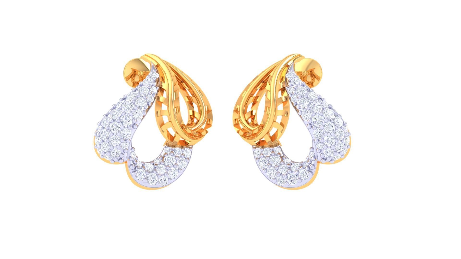 Women diamond studs Earrings 3dm renders 3D print model_1