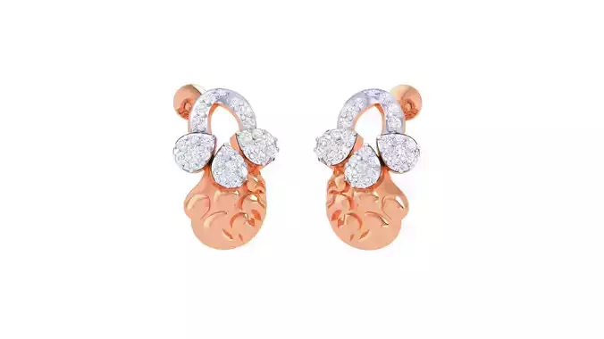 Women diamond studs Earrings 3dm renders 3D print model