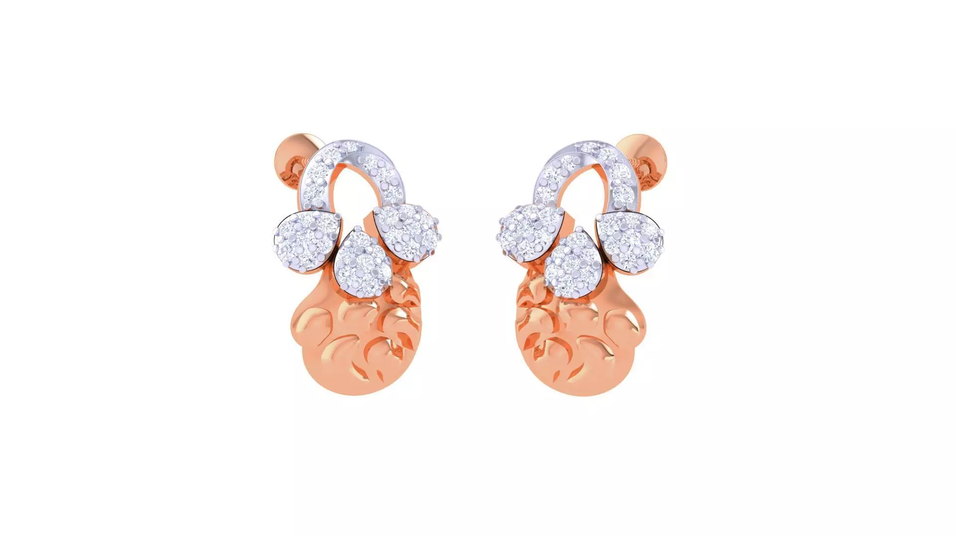 Women diamond studs Earrings 3dm renders 3D print model_0