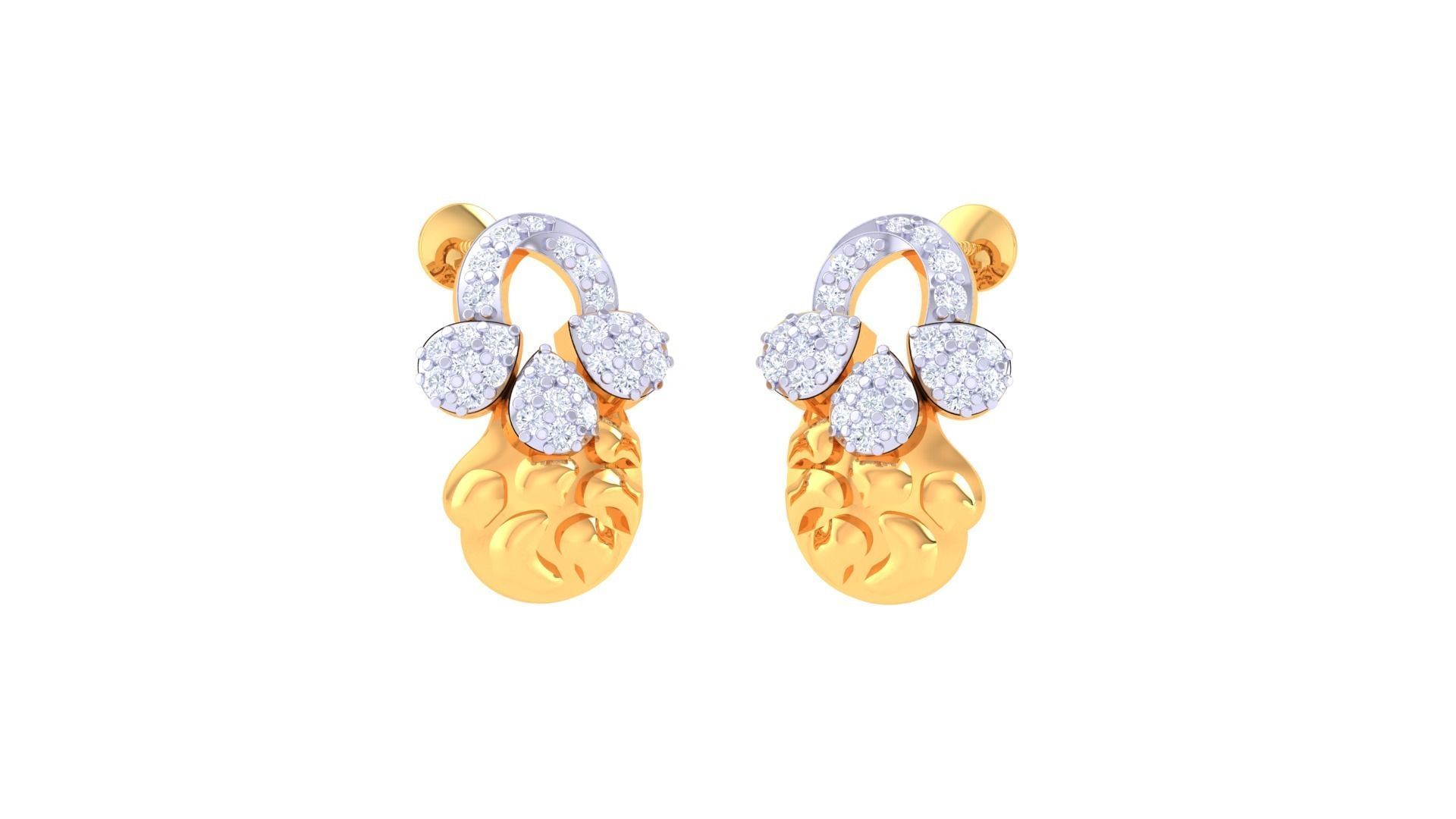 Women diamond studs Earrings 3dm renders 3D print model_2