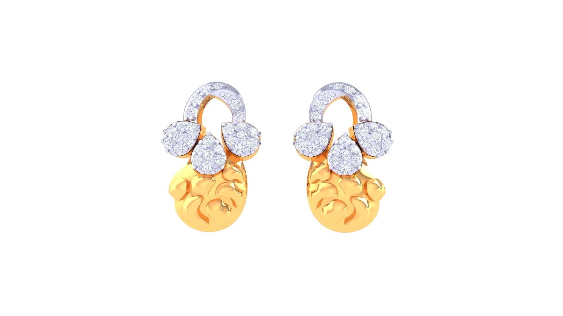 Women diamond studs Earrings 3dm renders 3D print model_3