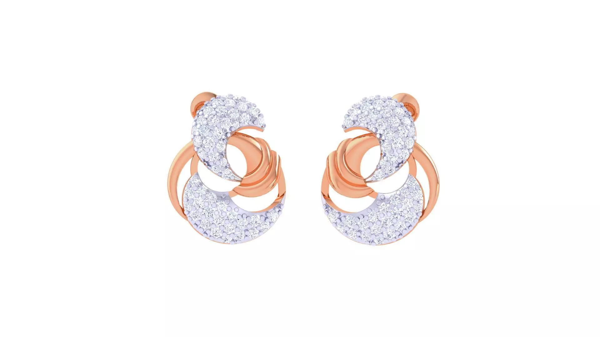 Women diamond studs Earrings 3dm renders 3D print model_0