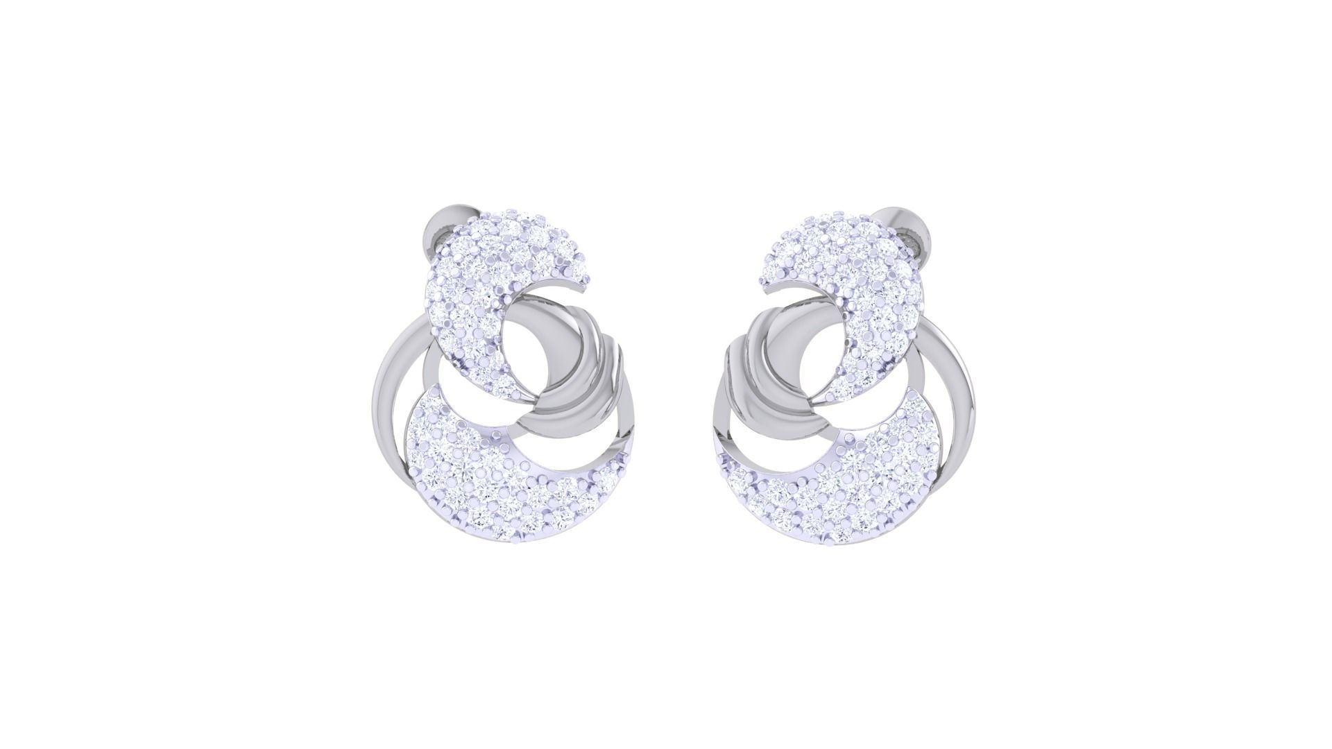 Women diamond studs Earrings 3dm renders 3D print model_2