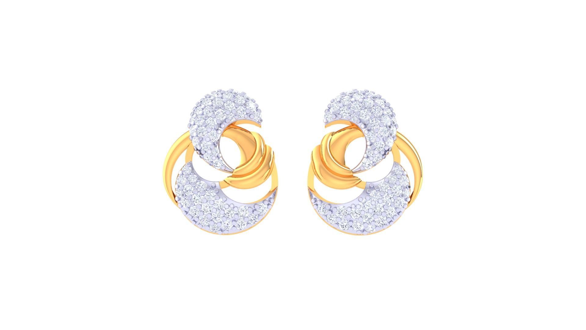 Women diamond studs Earrings 3dm renders 3D print model_3