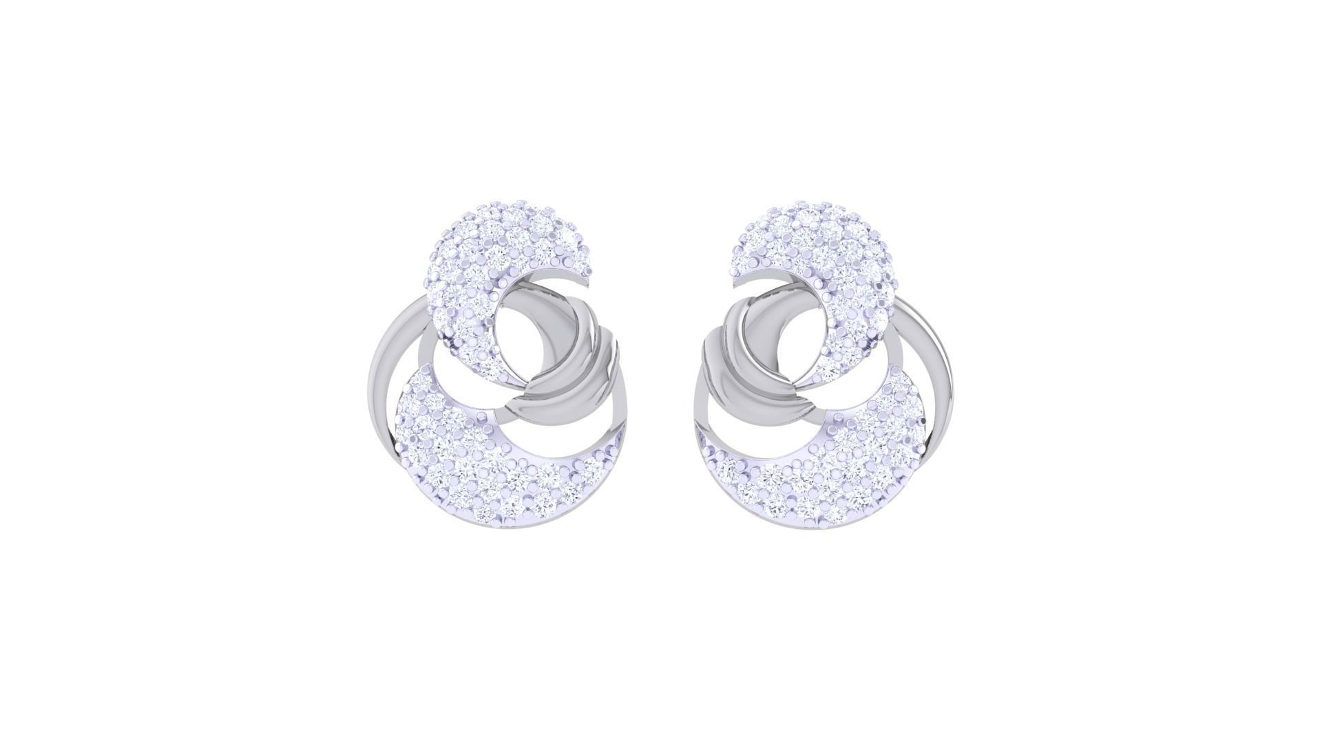 Women diamond studs Earrings 3dm renders 3D print model_5