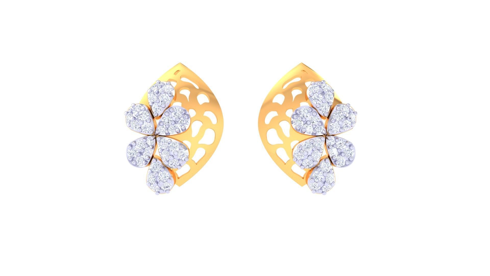 Women diamond studs Earrings 3dm renders 3D print model_3