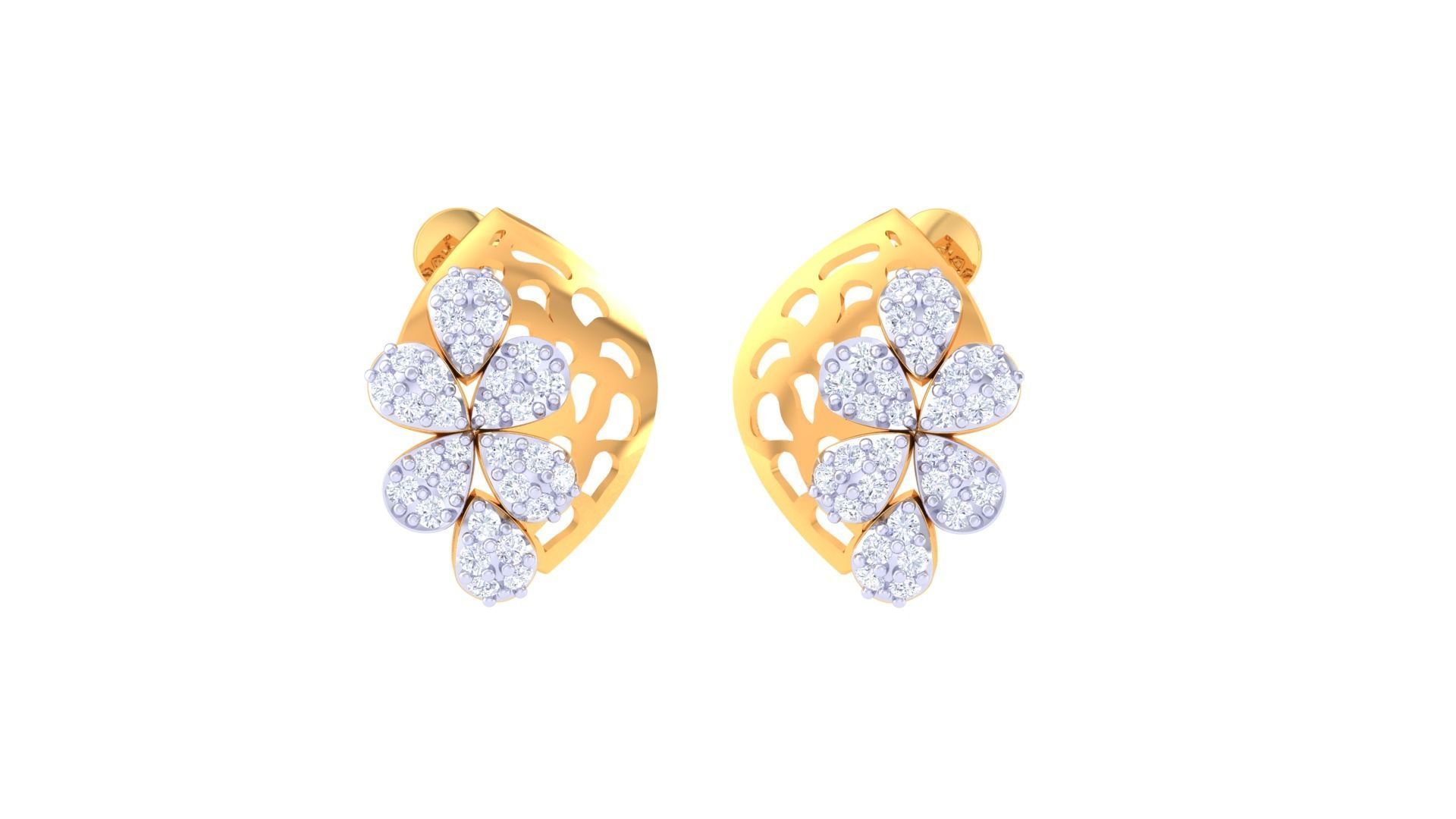 Women diamond studs Earrings 3dm renders 3D print model_1