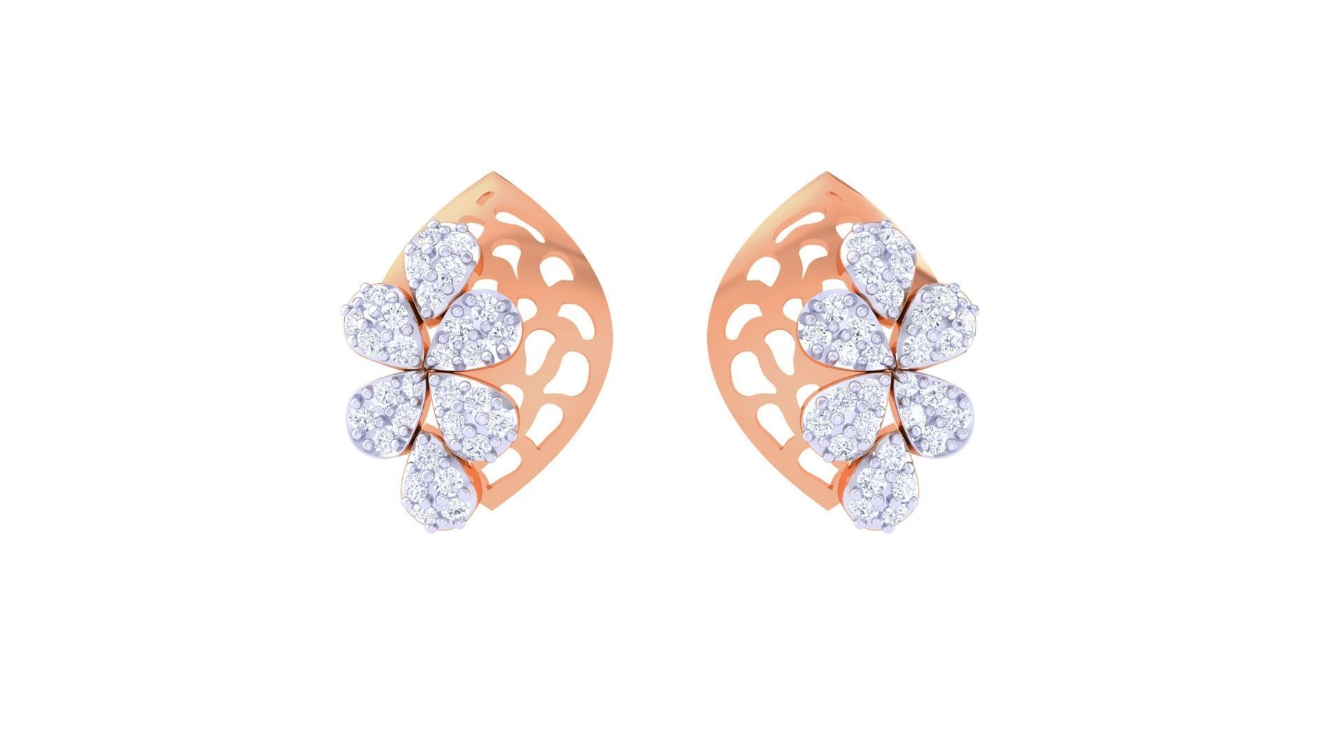 Women diamond studs Earrings 3dm renders 3D print model_4