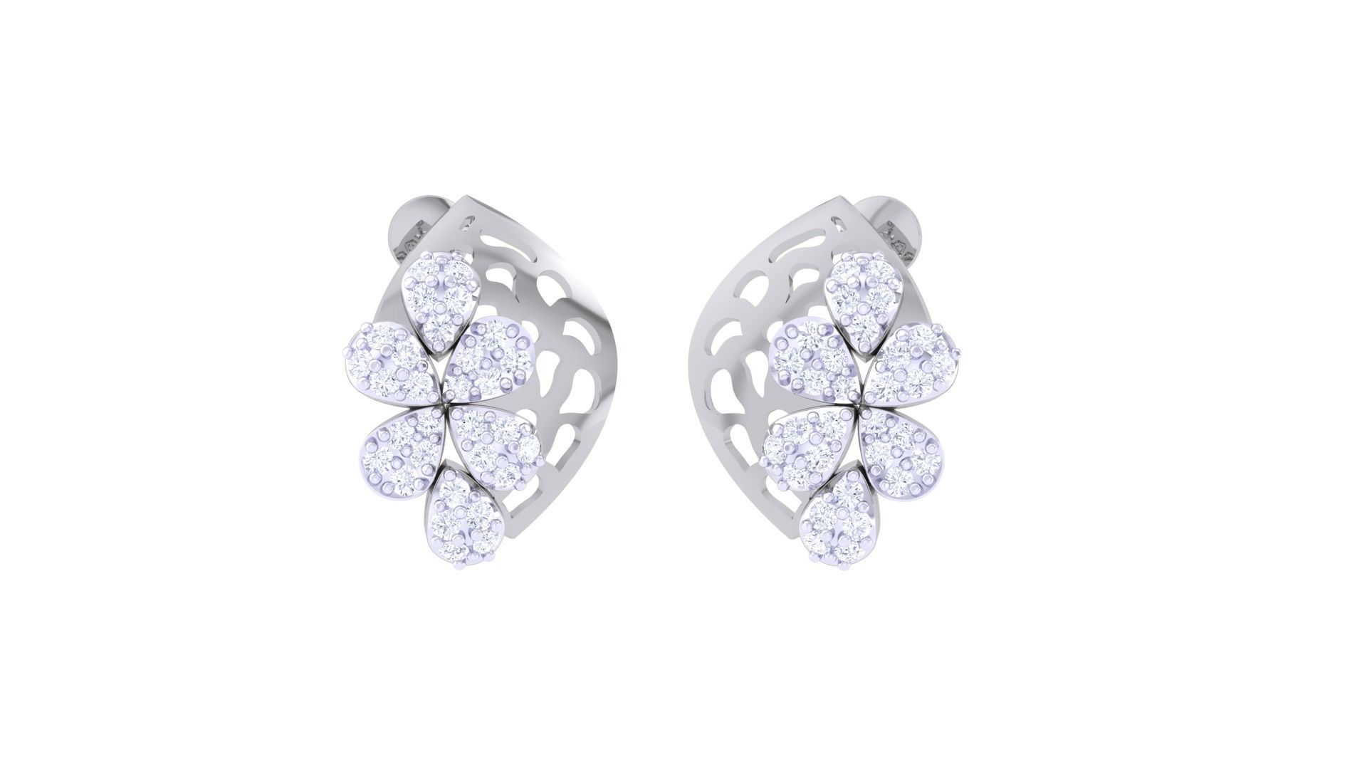 Women diamond studs Earrings 3dm renders 3D print model_2