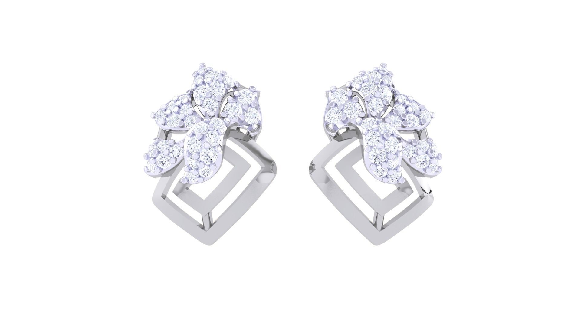 Women diamond studs Earrings 3dm renders 3D print model_5