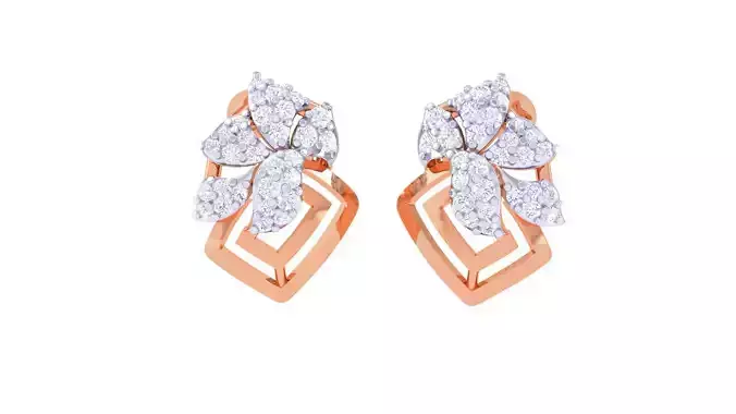 Women diamond studs Earrings 3dm renders 3D print model