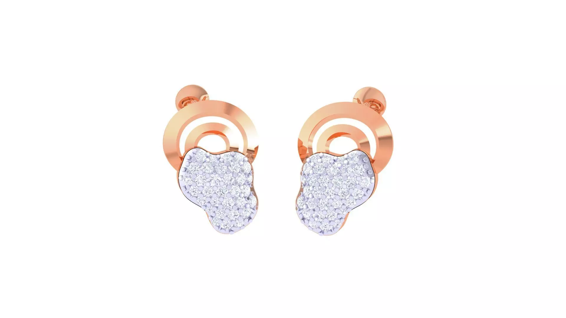 Women diamond studs Earrings 3dm renders 3D print model_0