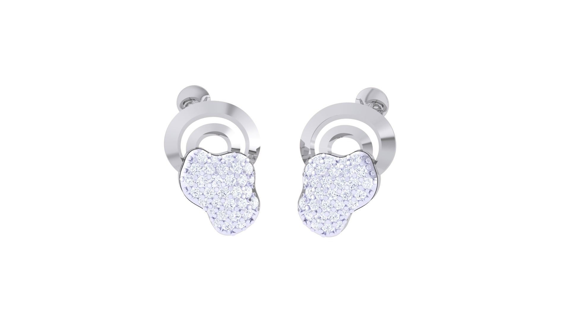 Women diamond studs Earrings 3dm renders 3D print model_2