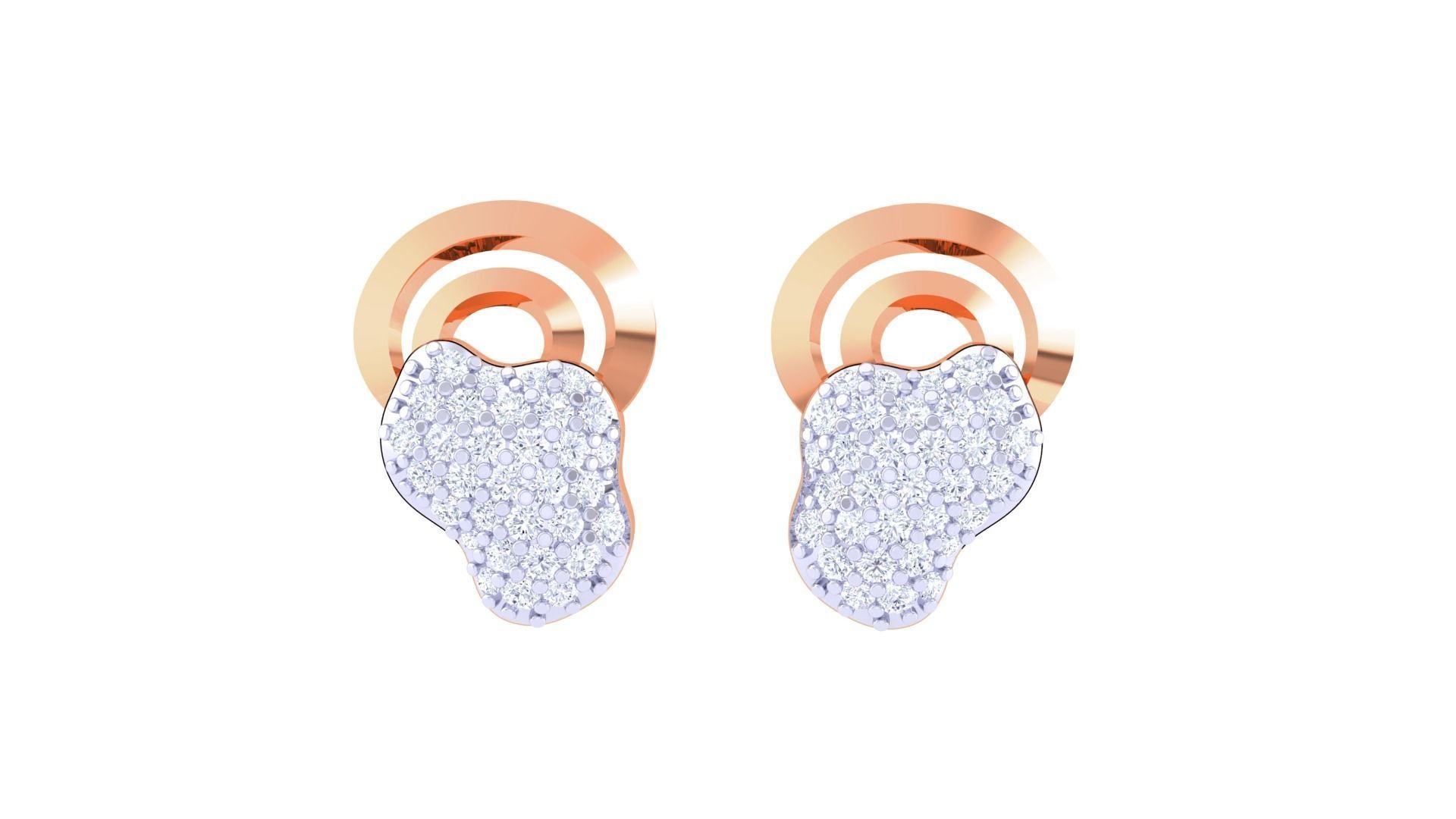 Women diamond studs Earrings 3dm renders 3D print model_5