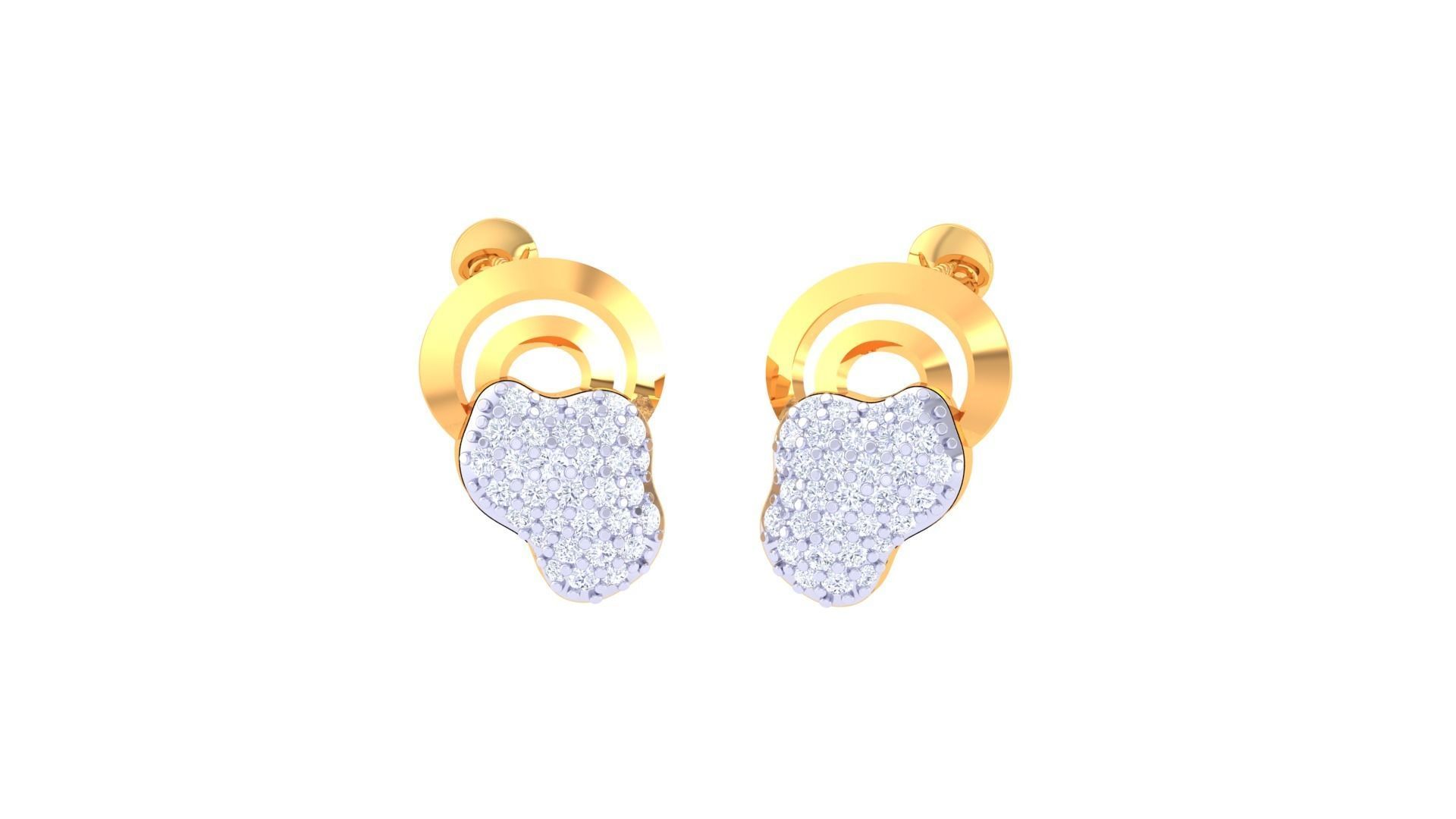 Women diamond studs Earrings 3dm renders 3D print model_1