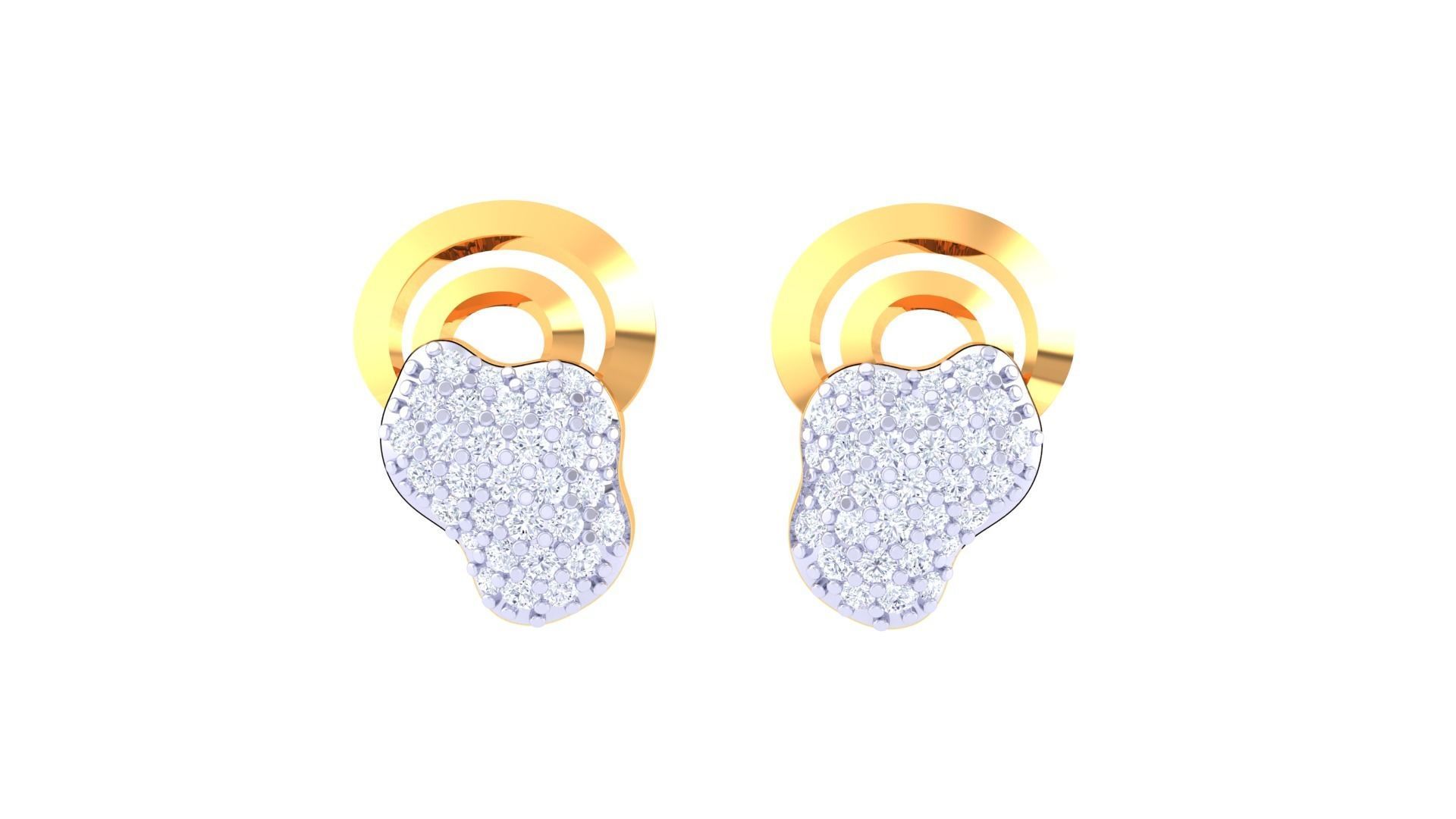 Women diamond studs Earrings 3dm renders 3D print model_3