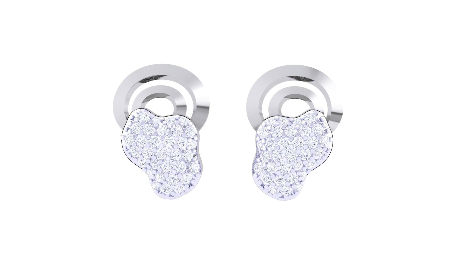 Women diamond studs Earrings 3dm renders 3D print model_4