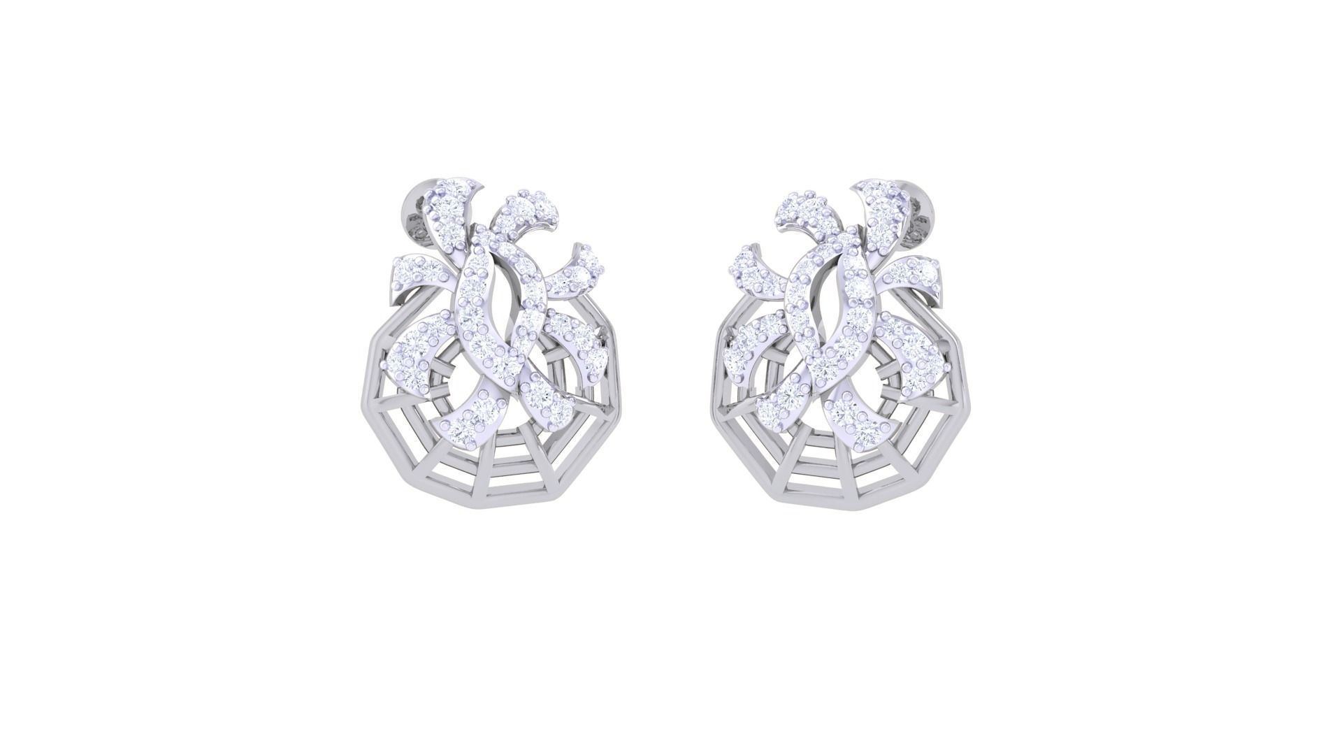 Women diamond studs Earrings 3dm renders 3D print model_1