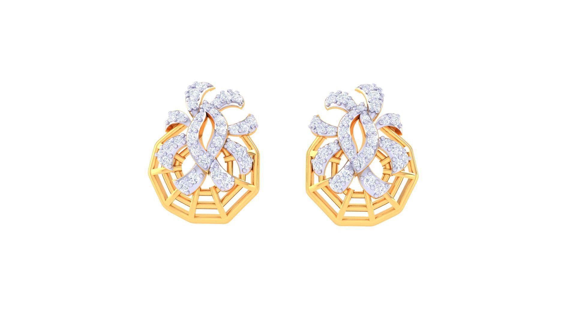 Women diamond studs Earrings 3dm renders 3D print model_4
