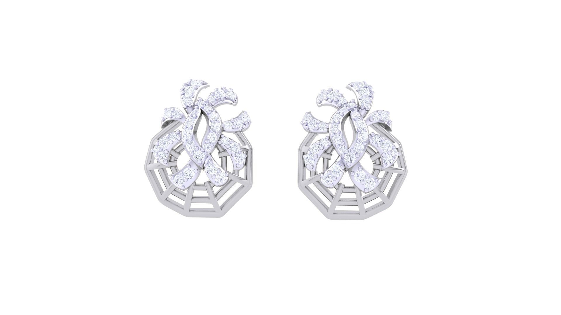 Women diamond studs Earrings 3dm renders 3D print model_3