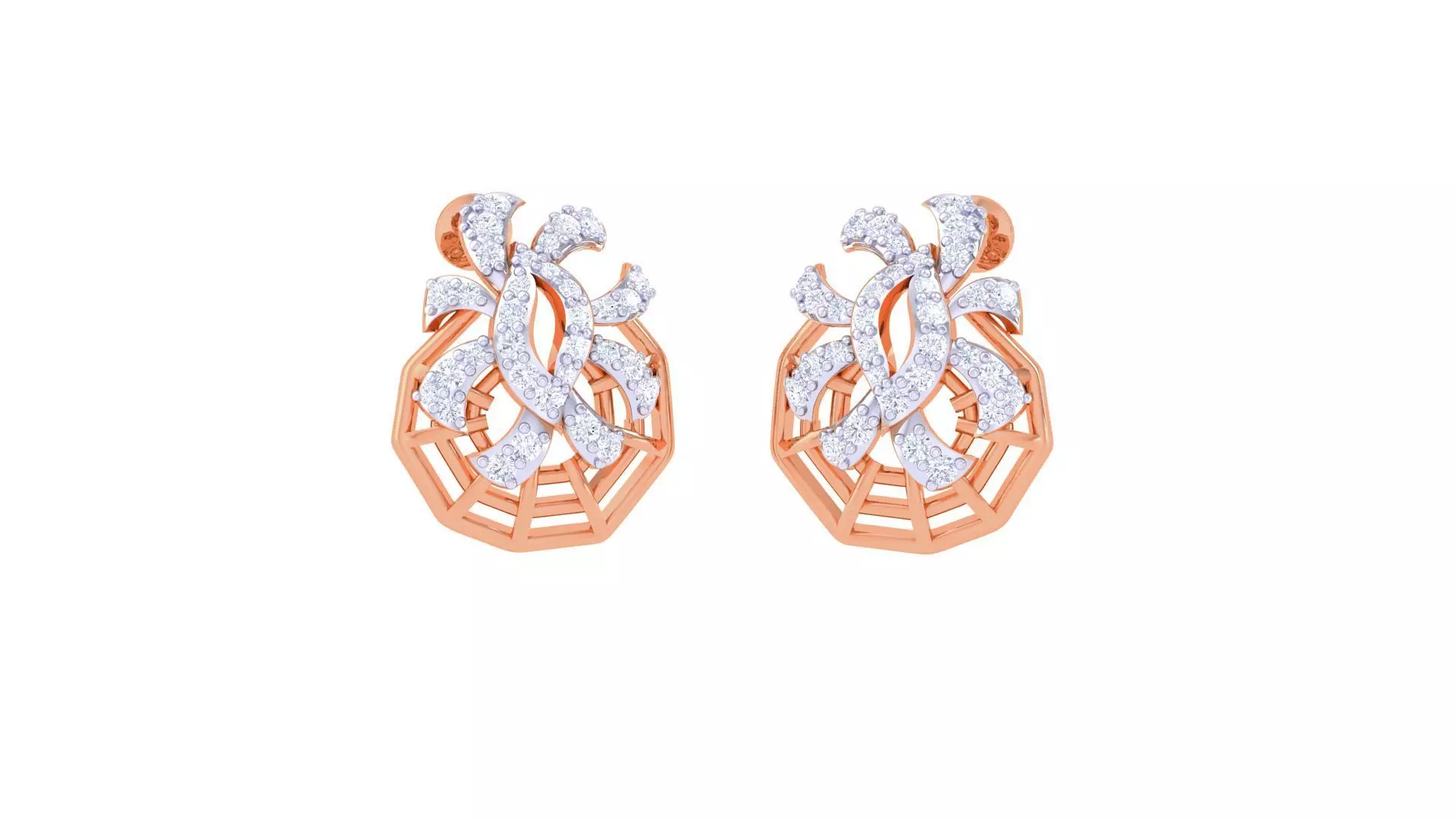 Women diamond studs Earrings 3dm renders 3D print model_0