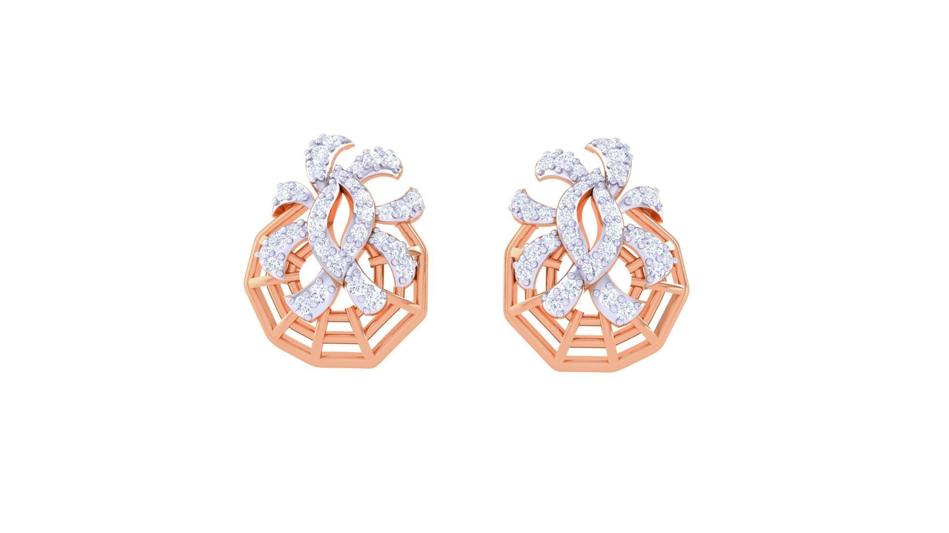 Women diamond studs Earrings 3dm renders 3D print model_5