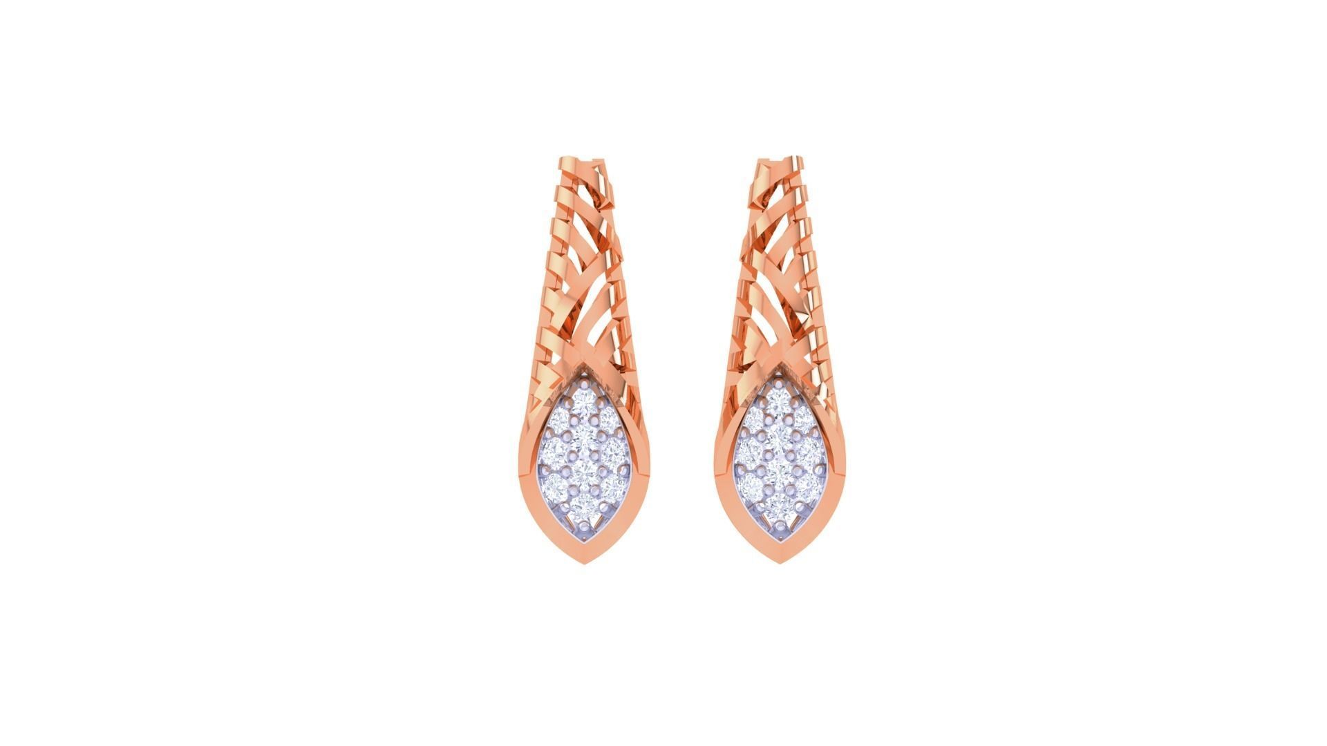 Women diamond studs Earrings 3dm renders 3D print model_5