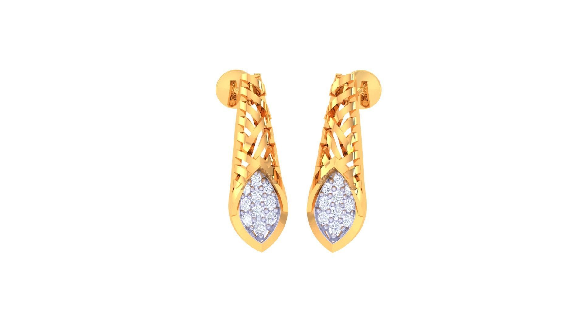 Women diamond studs Earrings 3dm renders 3D print model_2