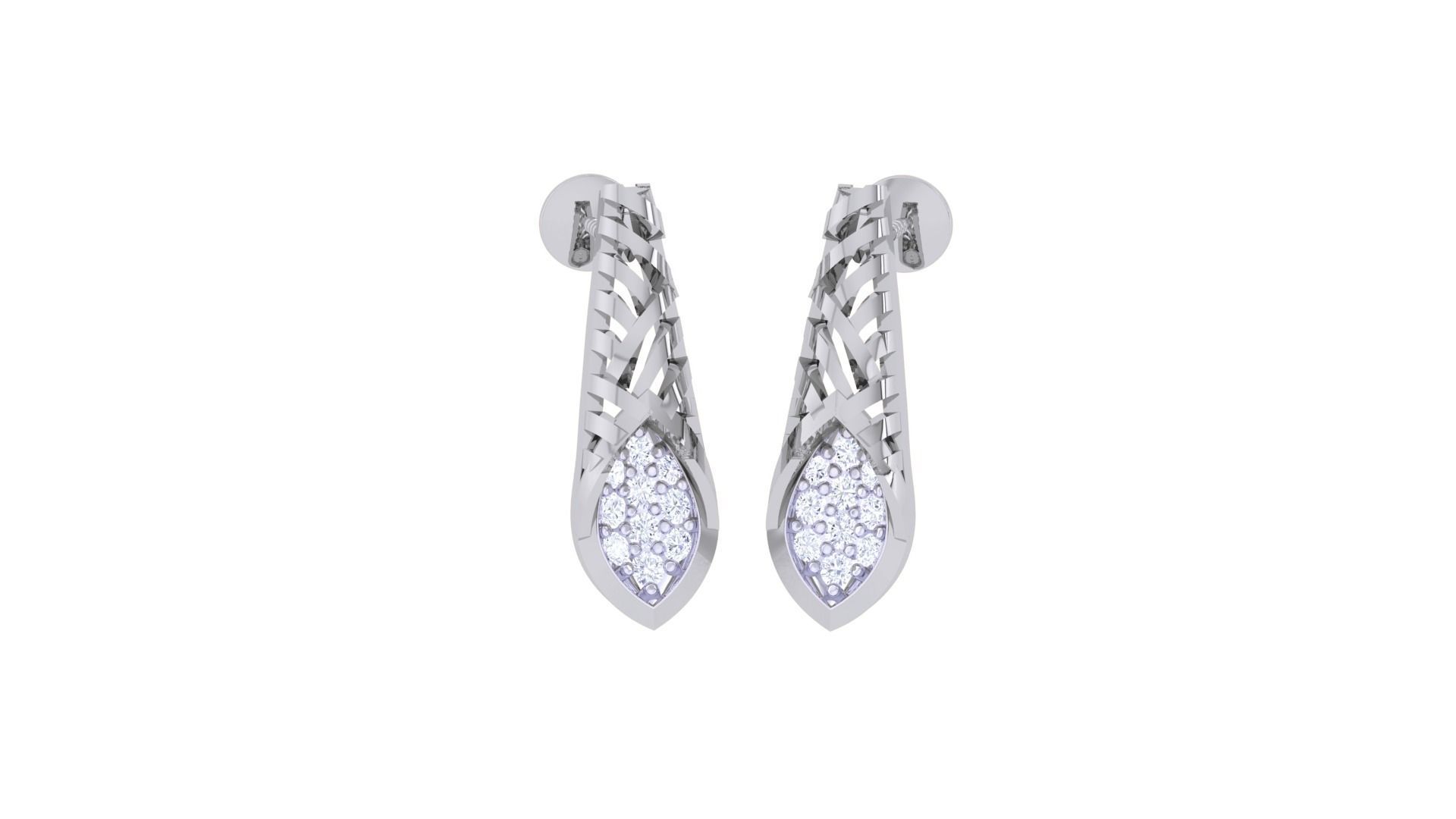 Women diamond studs Earrings 3dm renders 3D print model_1