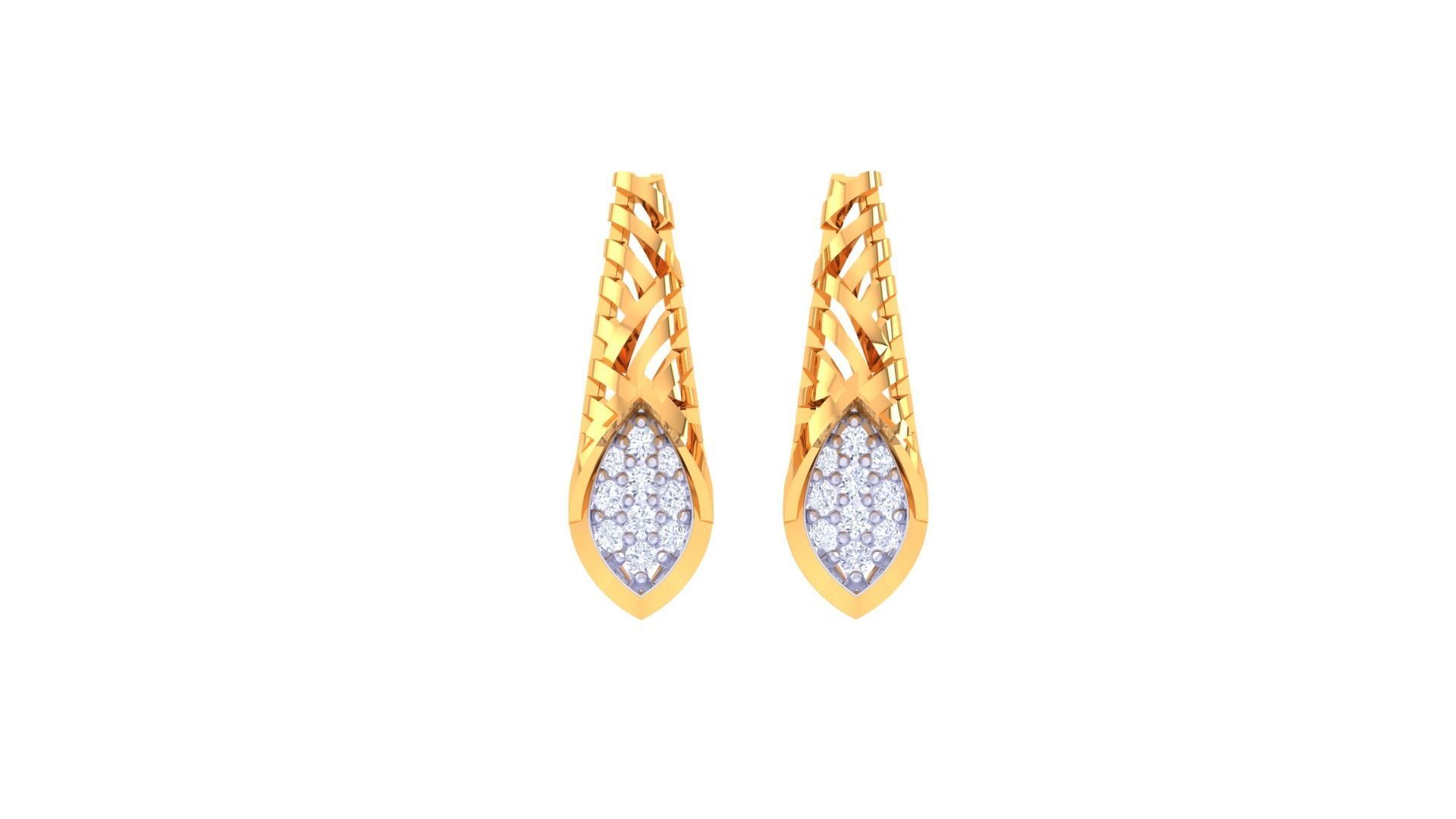 Women diamond studs Earrings 3dm renders 3D print model_3