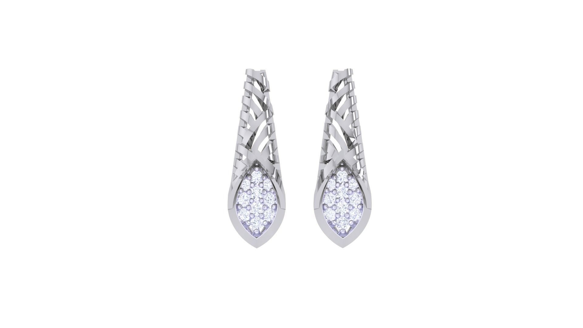 Women diamond studs Earrings 3dm renders 3D print model_4